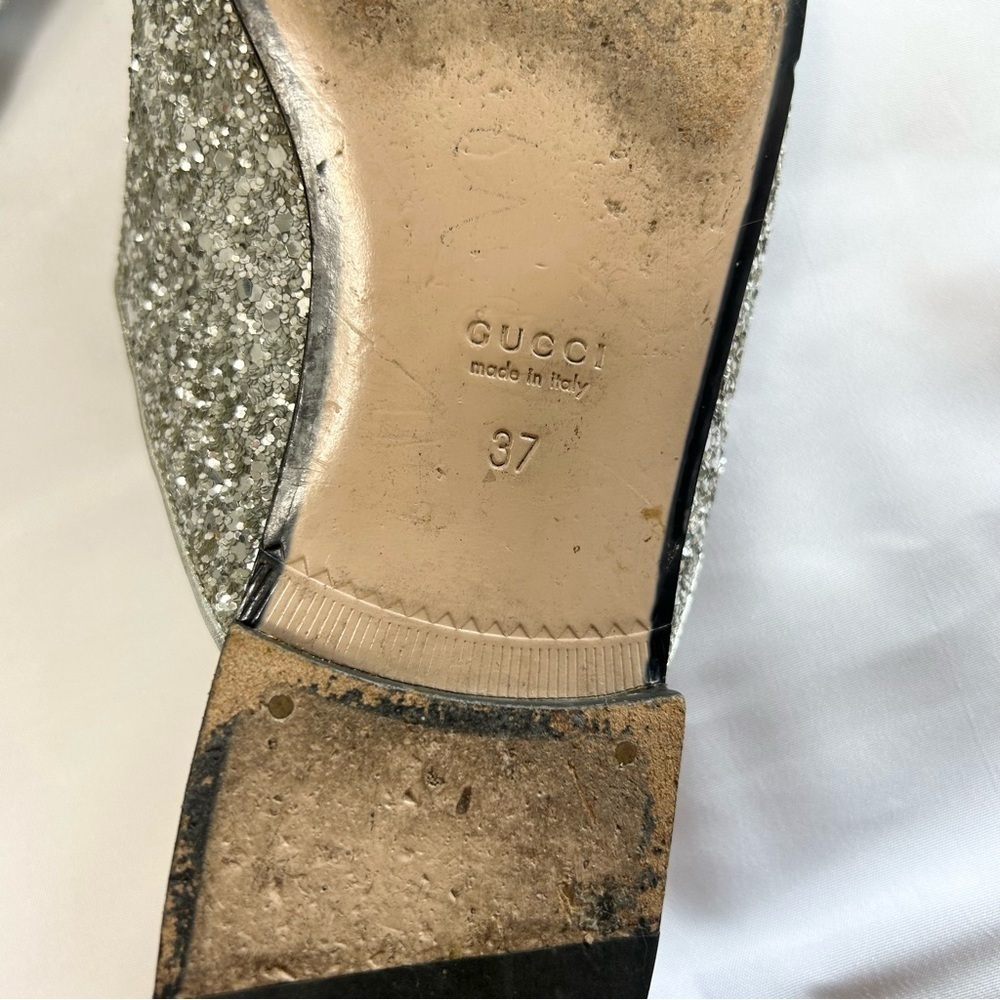 Gucci Princetown Horsebit-Detailed Glitter Leather Slippers size 37 - Picture 10 of 14